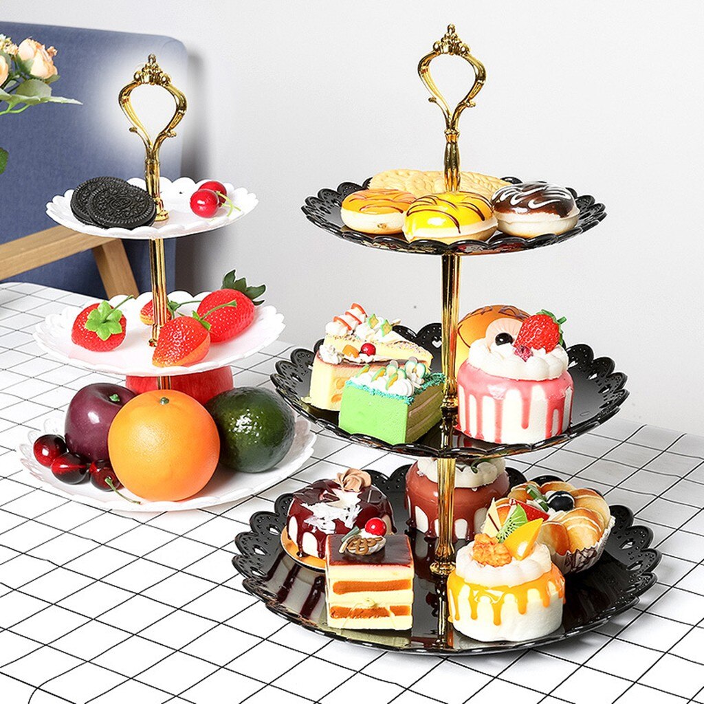 3 Tier Plastic Cake Stand Afternoon Tea Cake Stand Wedding Cake Plates Party Tableware Cake Shop Three Layer Cake Rack