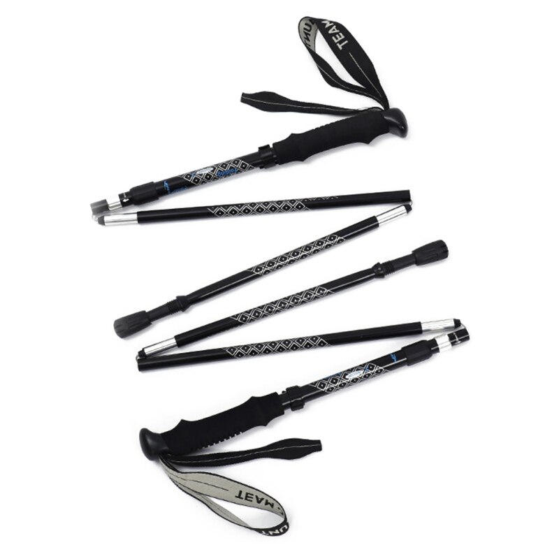 2pcs Hiking Walking Sticks Aluminum Trekking Pole Ultralight Camping Hiking Foldable Walking Pole Telescopic Crutches Hiking