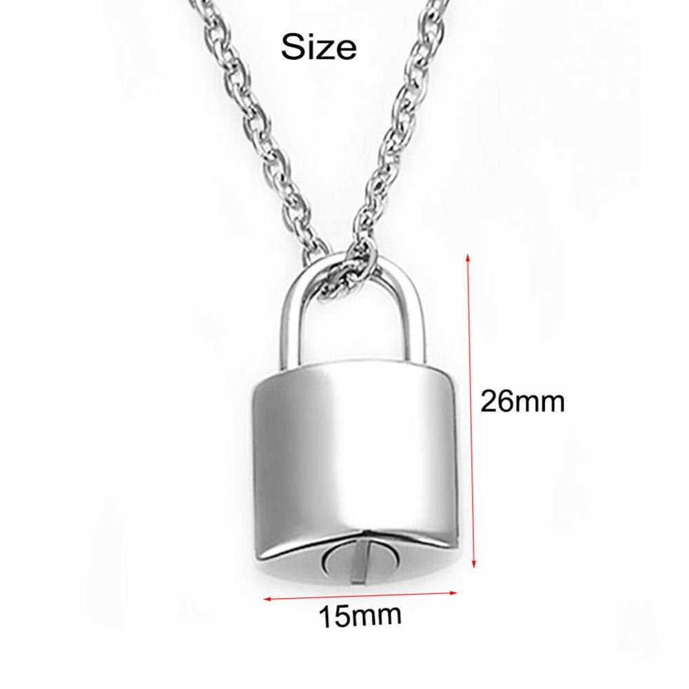 Unisex Rvs Hangslot Crematie Sieraden Voor As Urn Hanger Ketting Voor Human Pet As Lock Memorial Sieraden: Silver 15X26mm