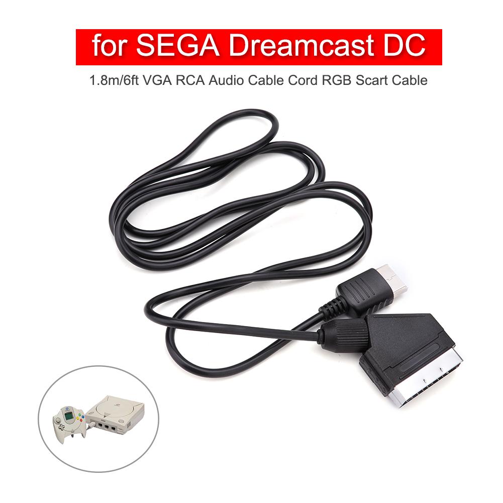 RGB Scart Cable Adapter 1.8m/6ft VGA RCA Audio Cable Cord for SEGA Dreamcast DC PVC RGB Scart Cable for SEGA Dreamcast DC