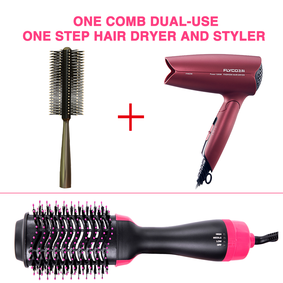 Curling Thermal Brush Professiona 3 In 1 One Step Round Brush For Hair Curler Volumizing Brush Styler Curling Comb For Hair