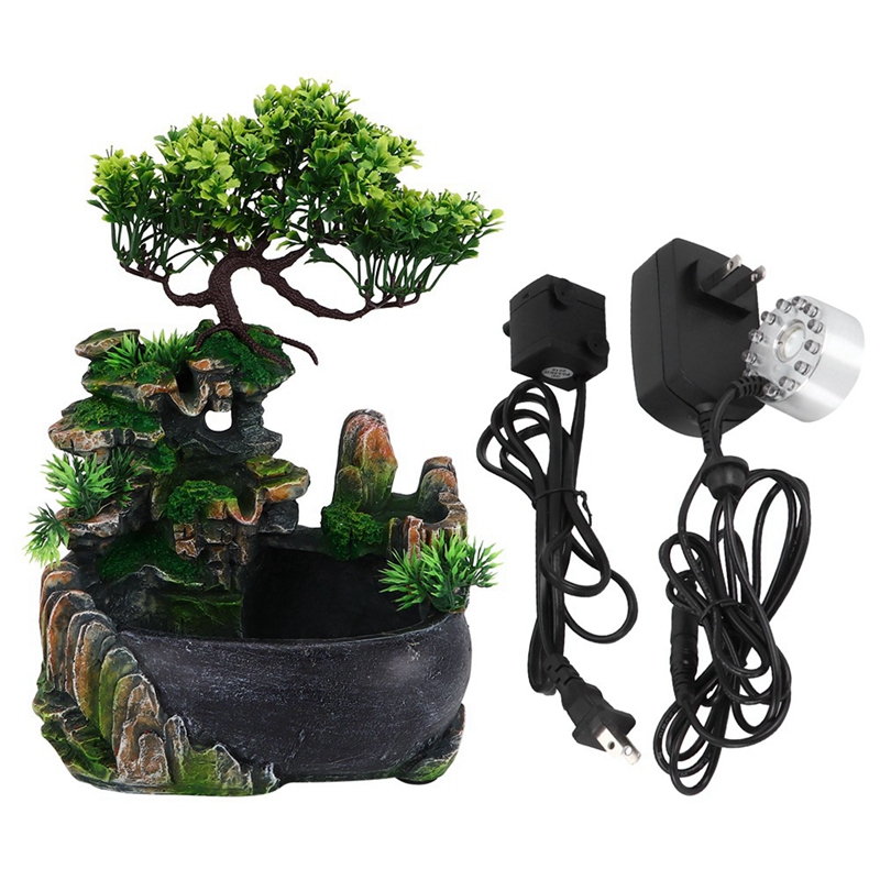 Indoor Relaxation Desktop Feng Shui Water Fountain Waterfall, Zen Meditation Indoor Waterfall Feature for Home US Plug: Default Title