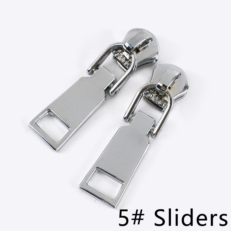 Meetee-deslizadores de cremallera para chaquetas con cremallera de Metal, Kit de reparación de cremalleras con cabeza extractora, accesorio de costura, 20 piezas, 3 #5 #: Chrome-No5