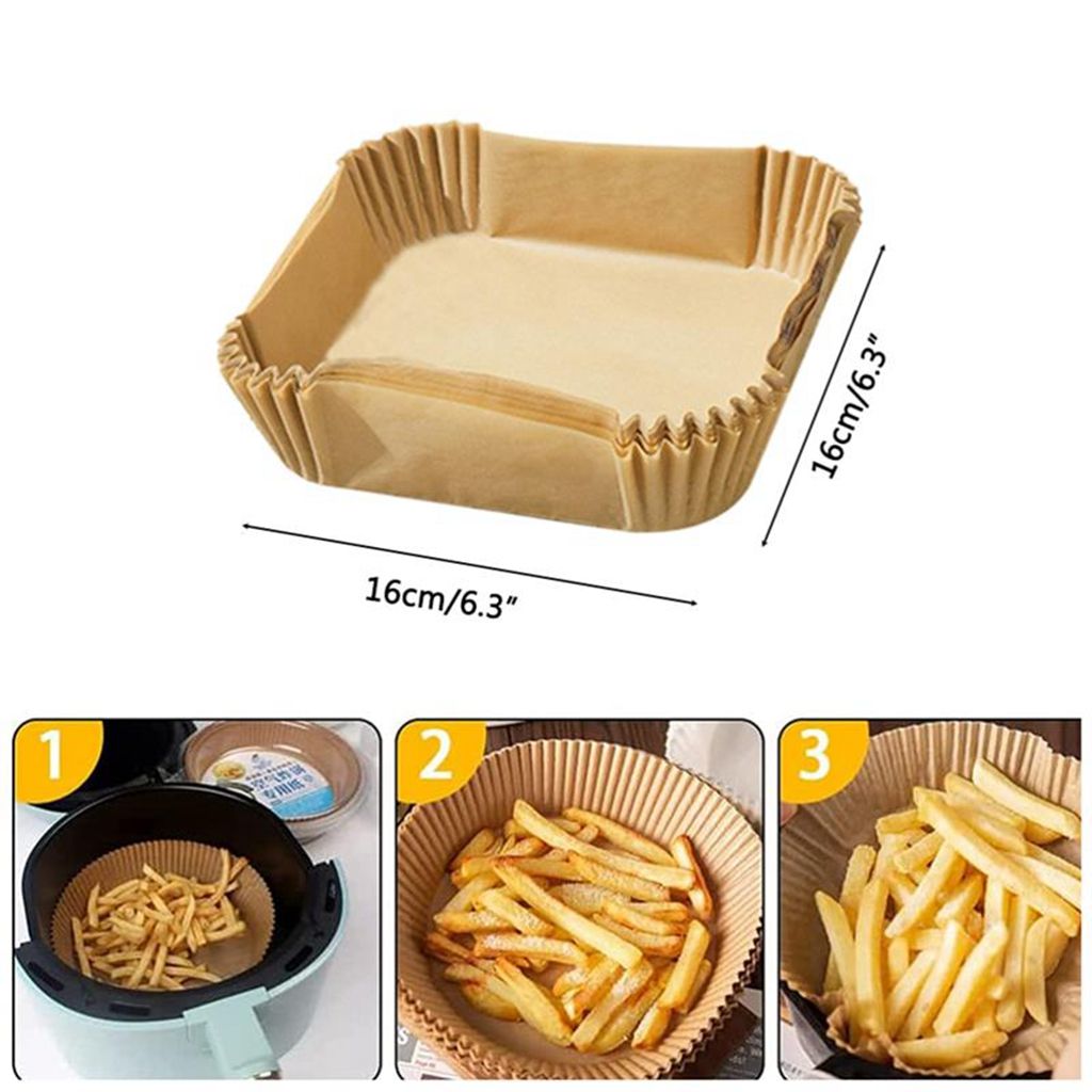 50/100PCS Air Fryer Disposable Paper Liner Baking Mats Kitchen AirFryer Baking Accessories Steamer Round Paper Non-Stick Mat