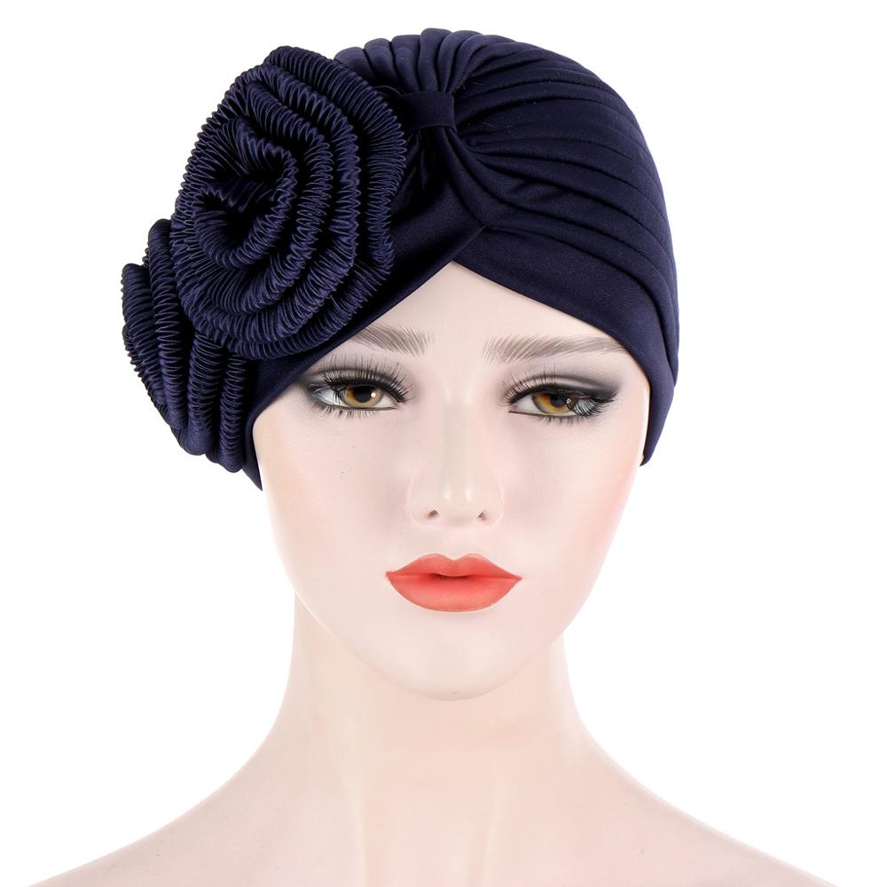 Arab Muslim Head Turban Hat Two Big Flower Appliques Indian Women Headscarf Party Caps Head Accessories TB-203