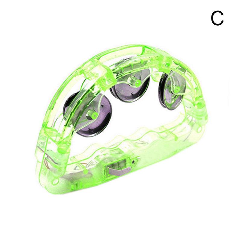 Pandereta de bebé con luz LED, juguete sensorial para niños, instrumento Musical para agitar, con pilas incluidas: green