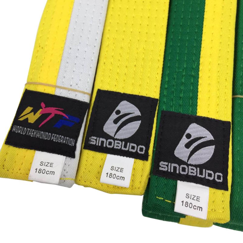 SINOBUDO2019-Cinturón de Taekwondo WTF para artes marciales, accesorios de uniforme de Karate y Judo, cinturón de carretera de algodón de , 1,8 M, 2,6 M