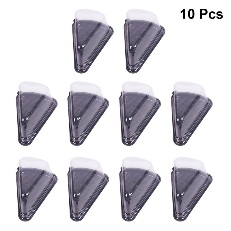 10PCS Triangle Cake Box Plastic Sandwich Packaging Cake Boxes Plastic Cake Packing Box Bakery Cake Packaging (Black)