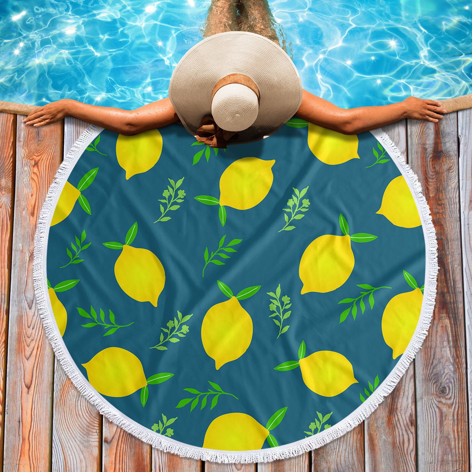 Verse Fruit Citroen Blauwe Achtergrond Badhanddoek Voor Volwassenen Thuis Essentials Zomer Zwemmen Strand Handdoek Snel Droog Gezicht Handdoek