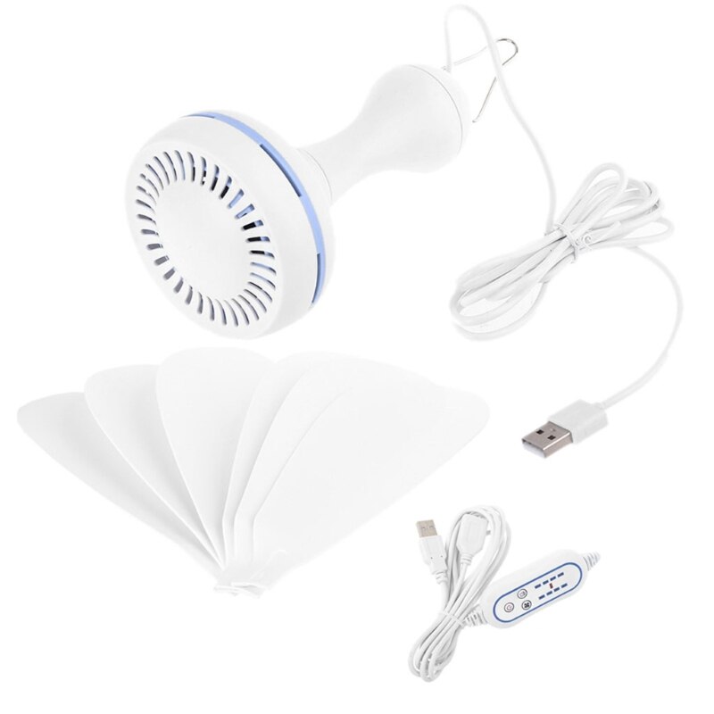 Universal 5V USB Ceiling Canopy Fan 1 Speed Hanging Outdoor Camp Tent Fan USB travel tent fan: with Timing Cable