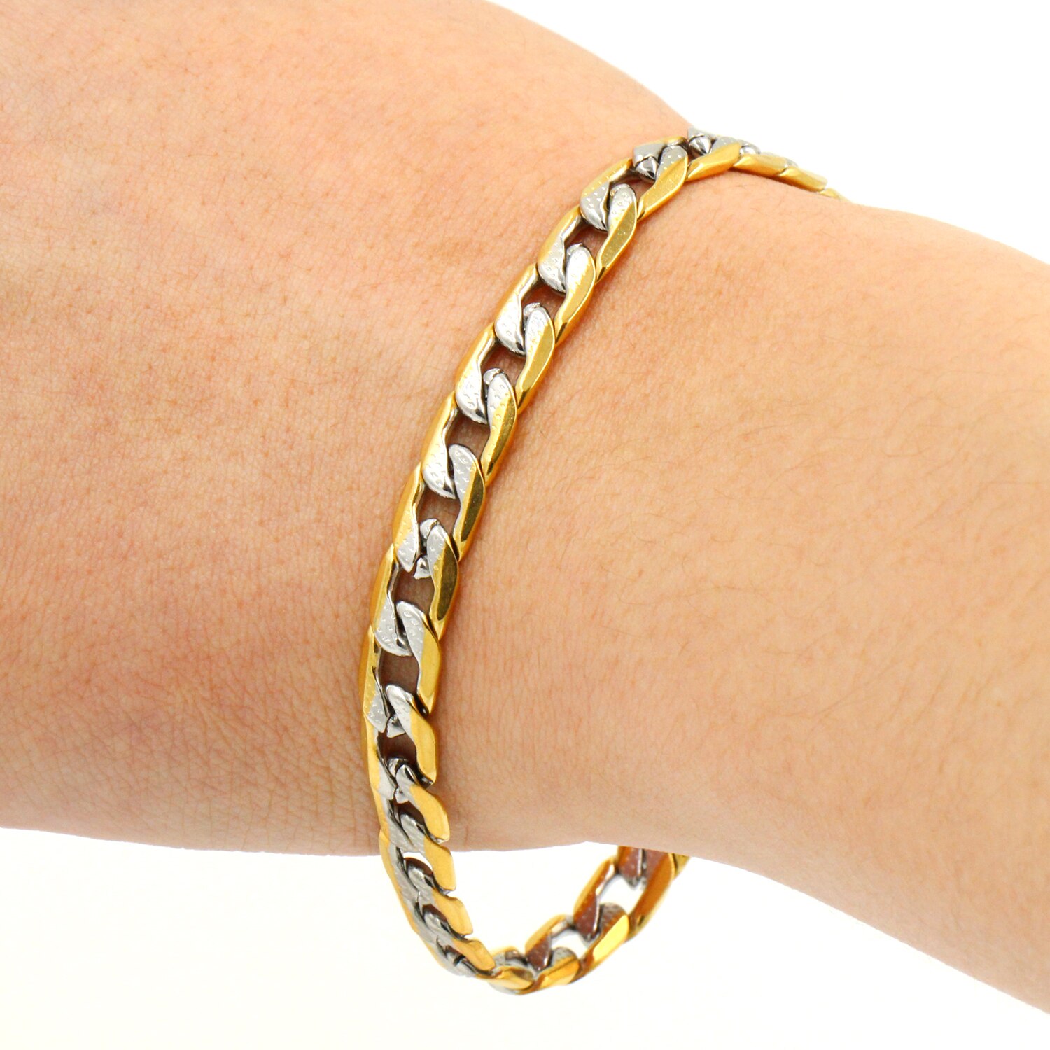 LUXUKISSKIDS Catene in Acciaio Inossidabile Braccialetti Dei Monili di Hiphop Lunghezza 22 centimetri di colore dell'oro aragosta Braccialetti per Le Donne Homme Femme Uomini