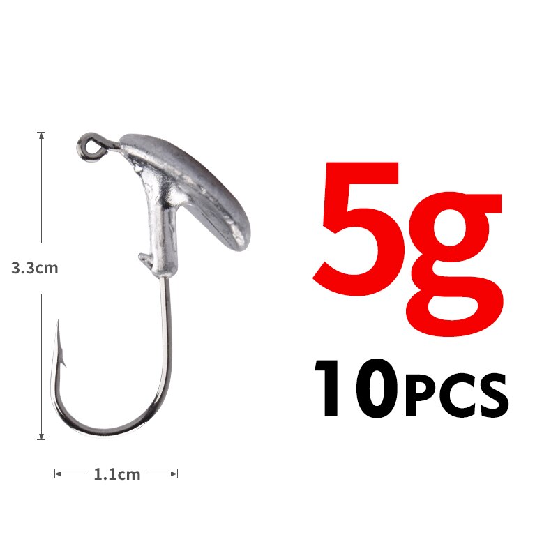 MEREDITH 10 PCS/Lot fente de sang plomb gabarit tête gobelet crochet de pêche 3.5g 5g 7g 10g 14g crochet pour leurre souple en acier au carbone crochet de pêche: 5g-10pcs