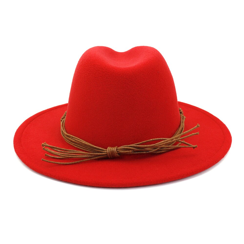 HanXi Women Hat Wool Fedoras Felt Hat Flat Brim Cap Twist Band