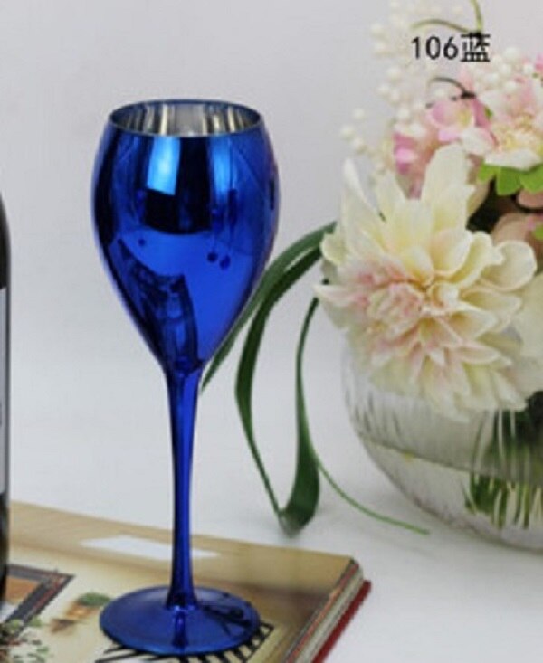 Blå farge plating metall glass beger vin champagne kopp bryllup rom dekor: En
