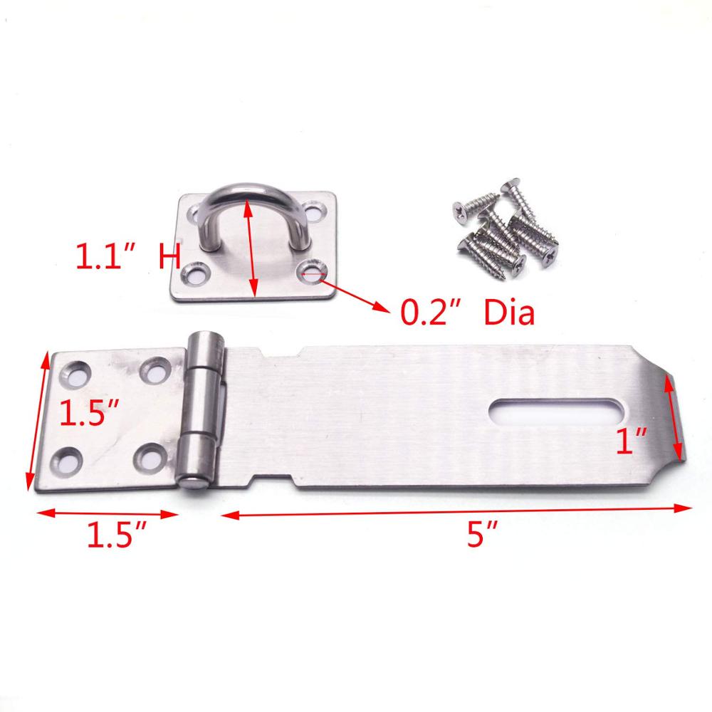 304 stainless steel door latch lock buckle 3/4/5 inch length buckle lock with mounting screws for doors, cabinets: 5 packs-5in
