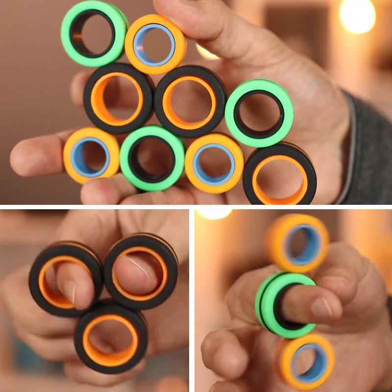 3 Stks/set Magnetische Ringen Angst Stress Focus Magnetische Armband Ring Magic Unzip Speelgoed Decompressie Speelgoed Voor Autisme Adhd