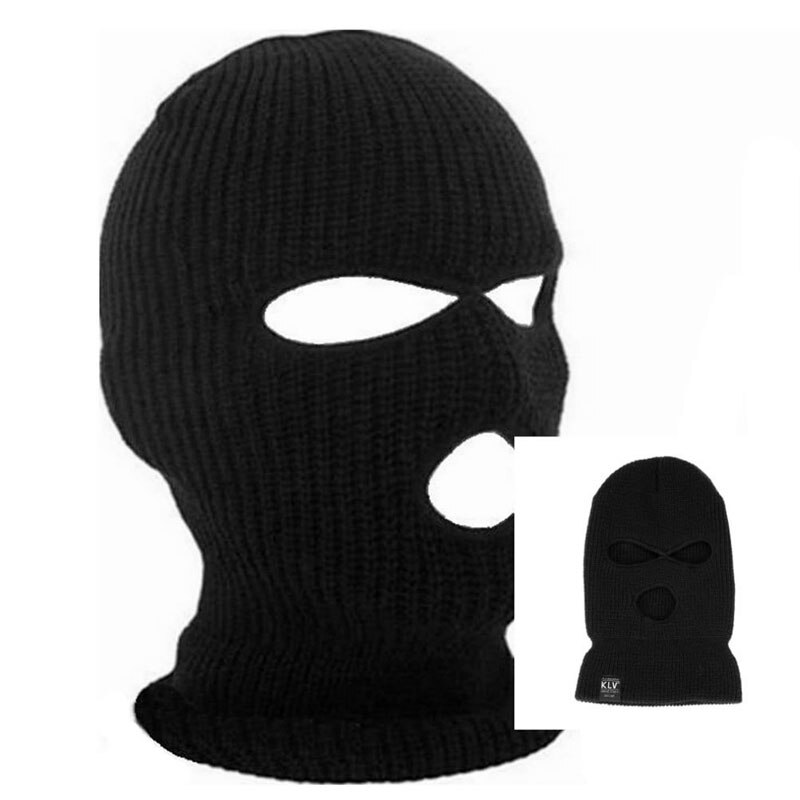 Máscara de motocicleta con 3 agujeros, pasamontañas negro, sombrero de punto, protector facial, gorro de invierno,