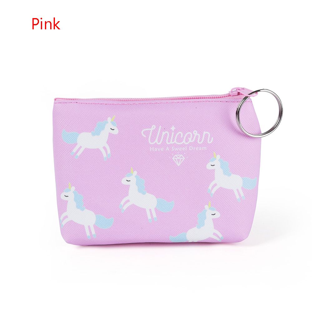 Vrouwen Meisje Uil/Eenhoorn/Flamingo Printing Mini Draagbare Tassen Mode Portemonnee Kaarthouder Portemonnee Key Pouch Maken up Cartoon Tas: pink