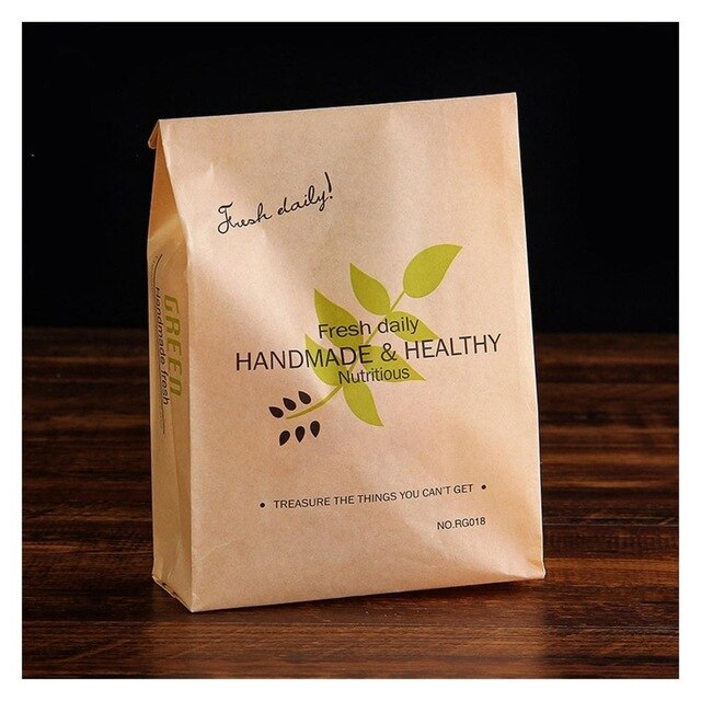 50Pcs Kraftpapier Green Leaf Vorm Voedsel Verpakking Cake Verpakking Lamineren Oilproof Tas: 31x12x9cm