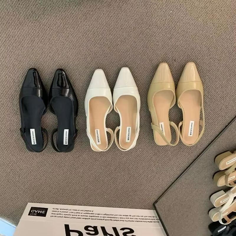 2025 sandalias con cabeza de bolso de tacón bajo para mujer a la , zapatos de talla grande con tacón grueso y nude francés, de fragancia