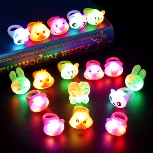 Cartoon LED Flashing Light Up Glowing Finger Ring Toys Christmas Year Party Favor Toys for Children: Default Title