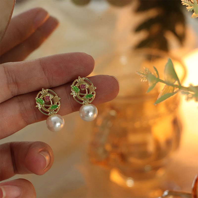 Boucles d'oreilles coréennes élégantes en Imitation de perles pour femmes, bijoux brillants en strass, à la , pour fête de mariage, pour amis: ER21Y1121