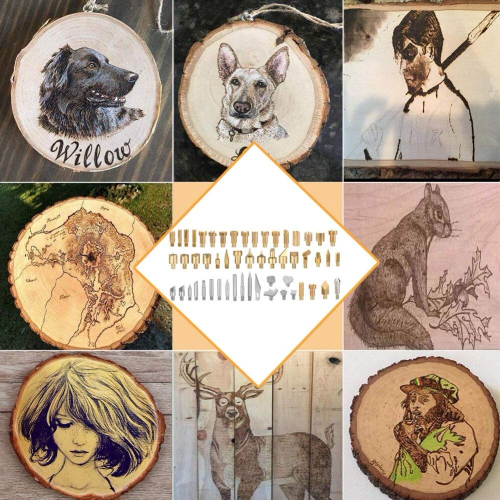 28PCS/61PCS DIY pieces of wood burning soldering iron tip wood burning tool kit engraving embossing / heat transfer gourd craft