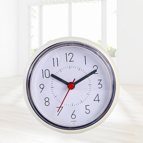 Waterdichte zuignap op batterijen, stille, niet-tikkende badkamer wandklok, minimalistische stijl slaapkamer wandklok: Default Title