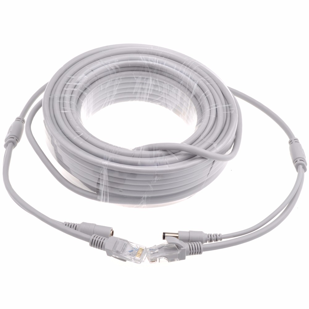 Cctv cat 5/ cat -5e 5m/10m/15m/20m/30m ethernet kabel  rj45 +  dc power cctv netværk lan kabel til nvr system ip kameraer