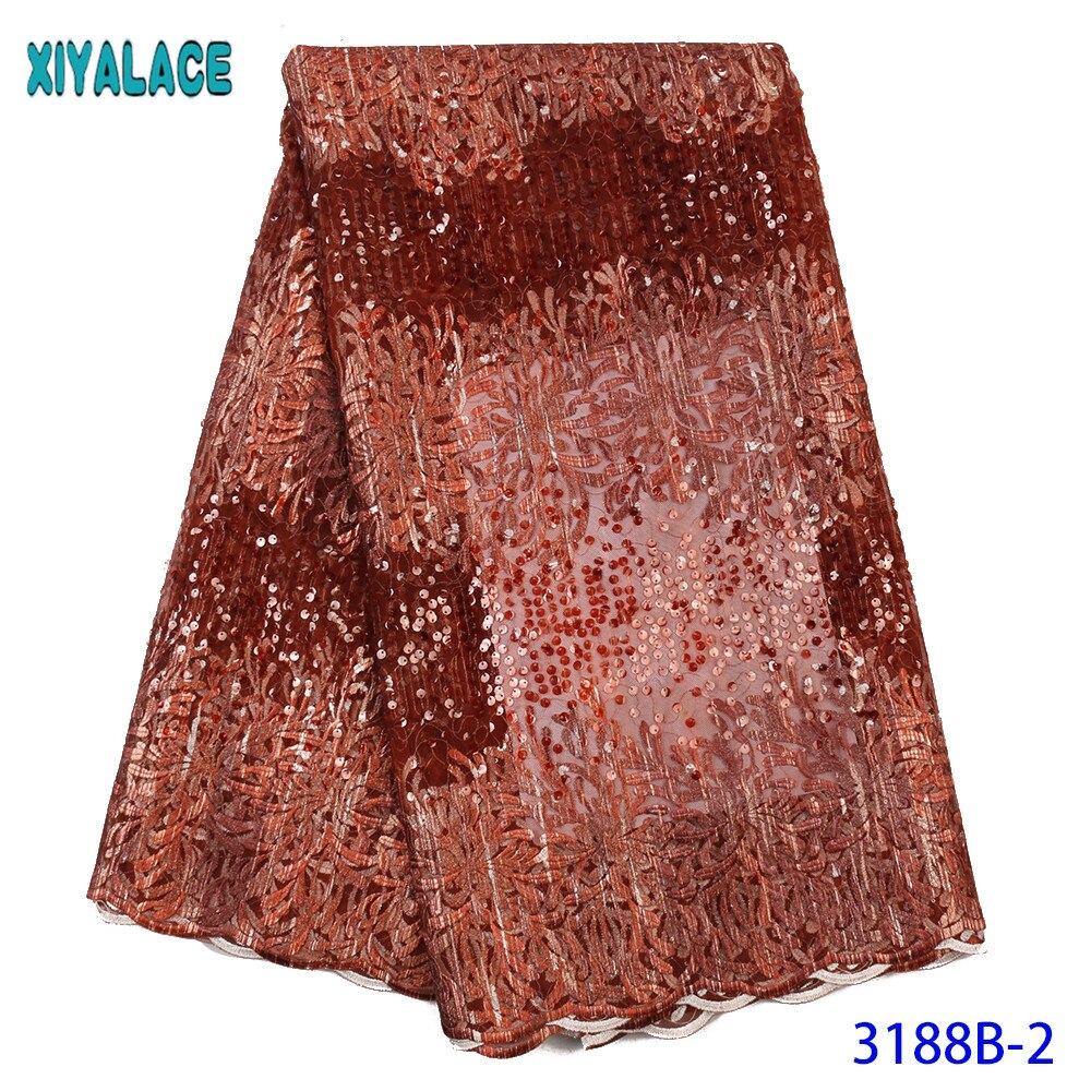 Nigeriaanse Kant Stof Tule Kant Afrikaanse Stof Kant Geborduurde Veters Met Pailletten KS3188B