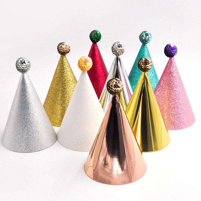 Happy Birthday Party Hats Paper Gold Sequin Birthday Cap Baby Shower Kids Adults Birthday Party Decorations Hats Supply