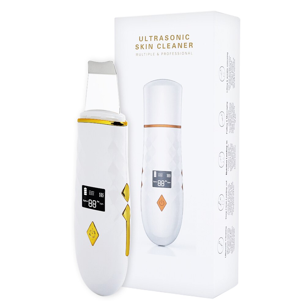 Depurador de piel con calor de 45 °C + rociador Facial de Nano ultrasónico, pala exfoliante eléctrica, limpiador de poros, masajeador de estiramiento Facial: White Scrubber