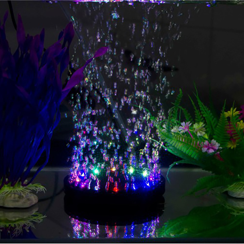 Akvarium belysning nedsænket led boble luft lys farverig akvarium dekoration fisk tank bobler lampe eu stik vandtæt