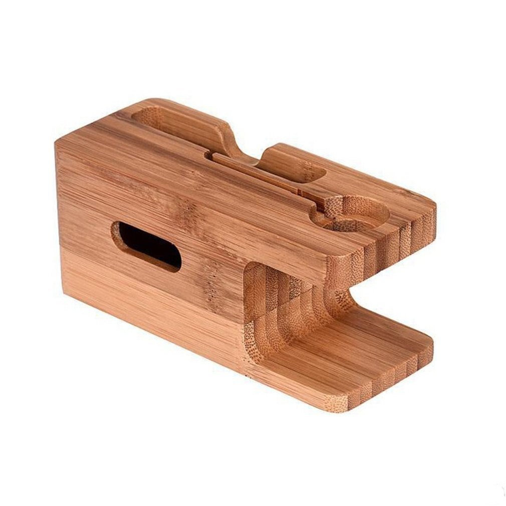 2-In-1 Real Bamboe Hout Desktop Stand Voor Ipad Tablet Beugel Docking Houder Oplader Voor Iphone Opladen dock Voor Apple Horloge