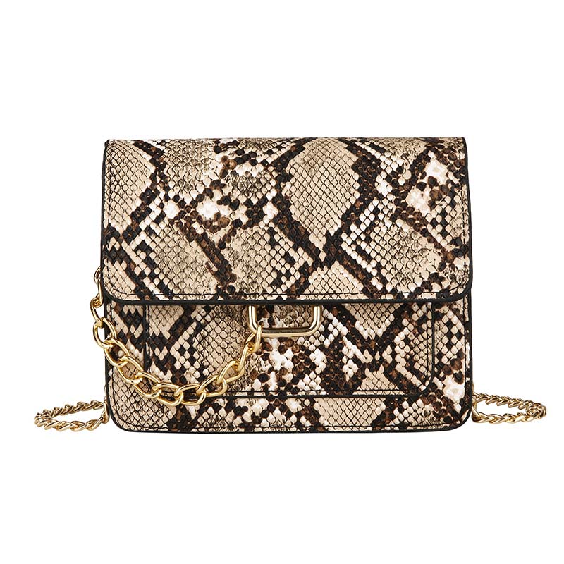 Women Snake Print Handbags Purse Vintage PU Leather Crossbody Bags Female Serpentine Casual Large Messenger Shoulder Bag: Khaki