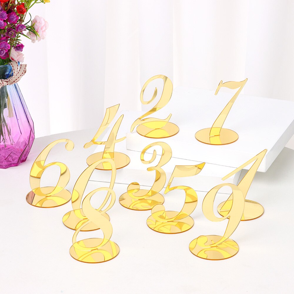 1pc Acrylic Table Numbers DIY Romantic Gold Table Sign Seat Card For Wedding Birthday Party Decoration