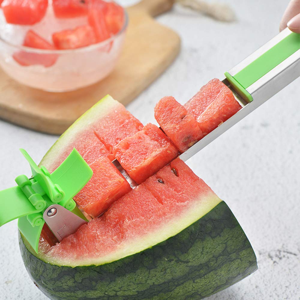 Roestvrij Staal Watermeloen Windmolen Slicer Cutter Mes Corer Fruit Groente Gereedschap Keuken Gadgets Watermeloen Cube Slicer