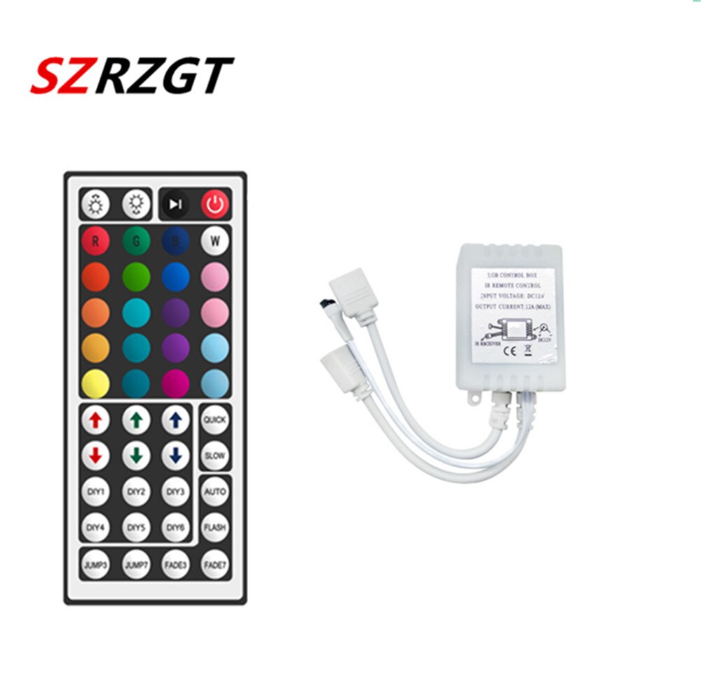 Controlador Led con 44 teclas, caja de control RGB IR de 1 a 2, atenuador remoto IR DC12V para tira de luces LED RGB 3528 5050: 44Key box 1to 2