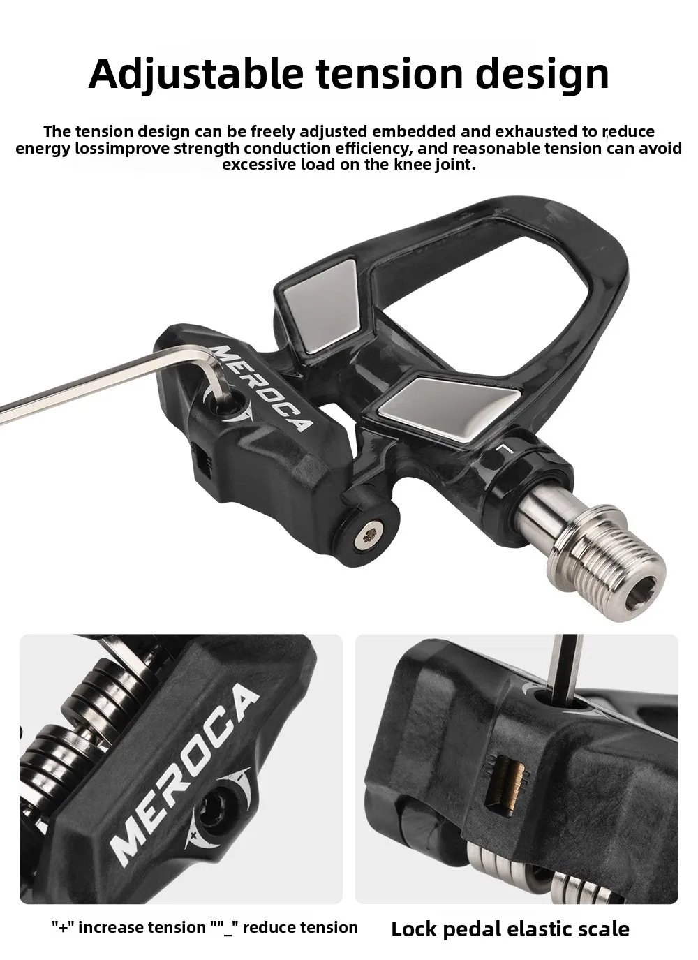 MEROCA fiets koolstofvezel slotpedaal drielager SPD slotpedaal concurrentiekwaliteit inclusief slotplaatset antislippedalen