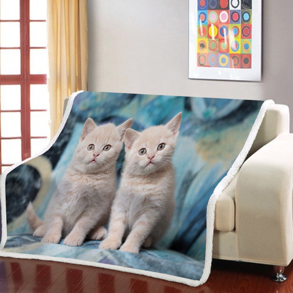 Zwierzęta kot rzut narzuta na łóżko Sofa zwierząt pluszowe Sherpa koc Pet narzuty tkanina Sherpa, polar drukuj cienka kołdra Dropshipping: color-3 / 150x200cm