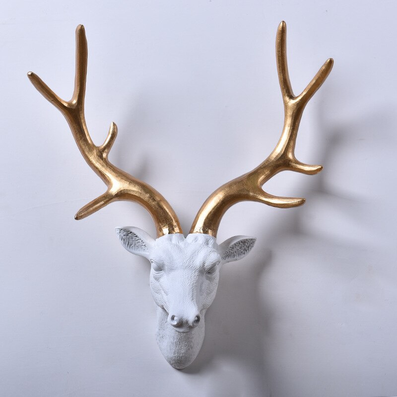 tête de cerf Animal décoration murale ornements résine artisanat Statue Sculpture salon chambre accessoires de décoration de la maison: platinum