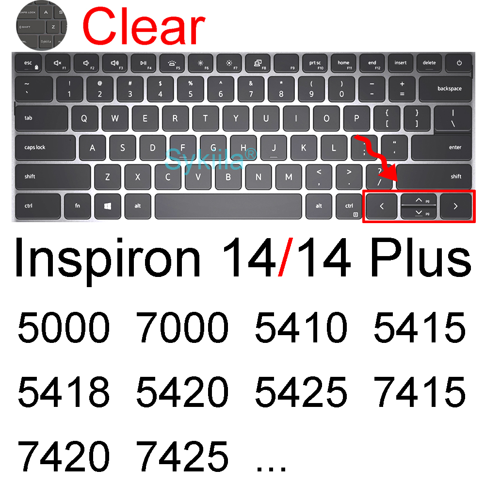 Housse de protection pour clavier Dell Inspiron 13, 14, 5482, 5485, 5488, 5491, 7368, 7372, 7373, 7375, 7378, 7380, 7386, 7466: Clear 2021
