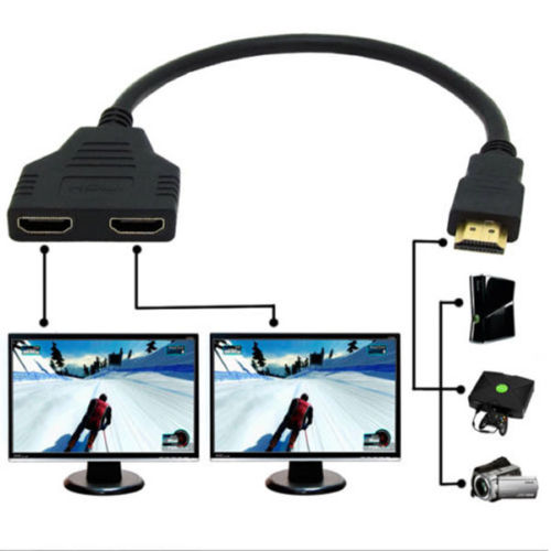 HDMI Man Dual HDMI Twin Vrouwelijke 1 in 2 out Y Splitter Korte Kabel Converter