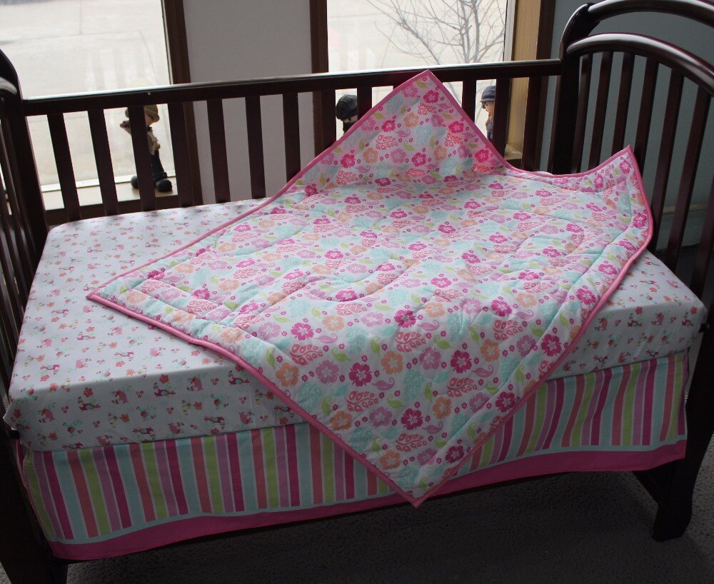 3d 4 stk / sæt pige krybbe sengetøjssæt krybbe madrasovertræk sengetæppe krybbe bumpersc artoon dyr sengetæppe nyfødte fire sæsoner