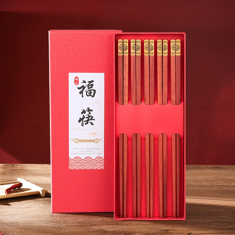 Natural Wood Wendge Chopsticks Cutlery Tableware Set Chinese Chopsticks Food Chopsticks Set Housewarming Box: violet
