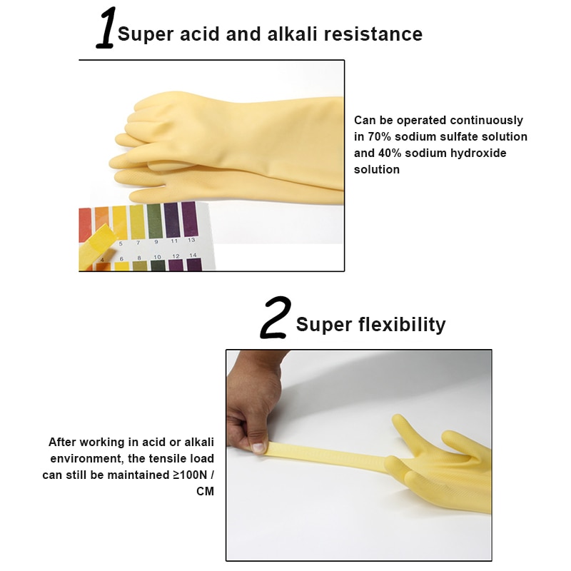 Long Protective Gloves Acid Resistant Chemical Protection Latex Industrial Gloves for Work VH99