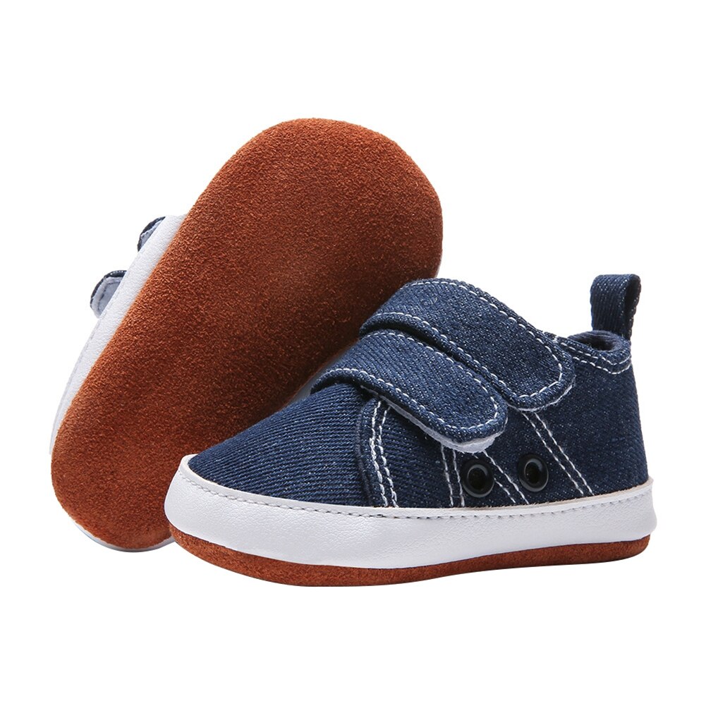 Baby pojkar flickor duk skor halkskydd avslappnad sneakers småbarn spädbarn första vandrare: Blå / 0-6 månader