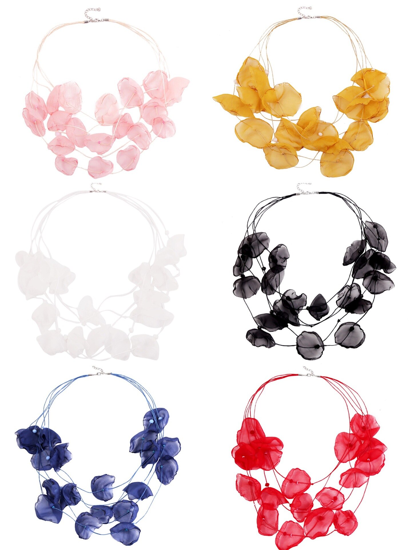 Collier multicouche en dentelle de style bohémien pour femmes, pétales de rose à larges franges, accessoires de bijoux élégants, d'été