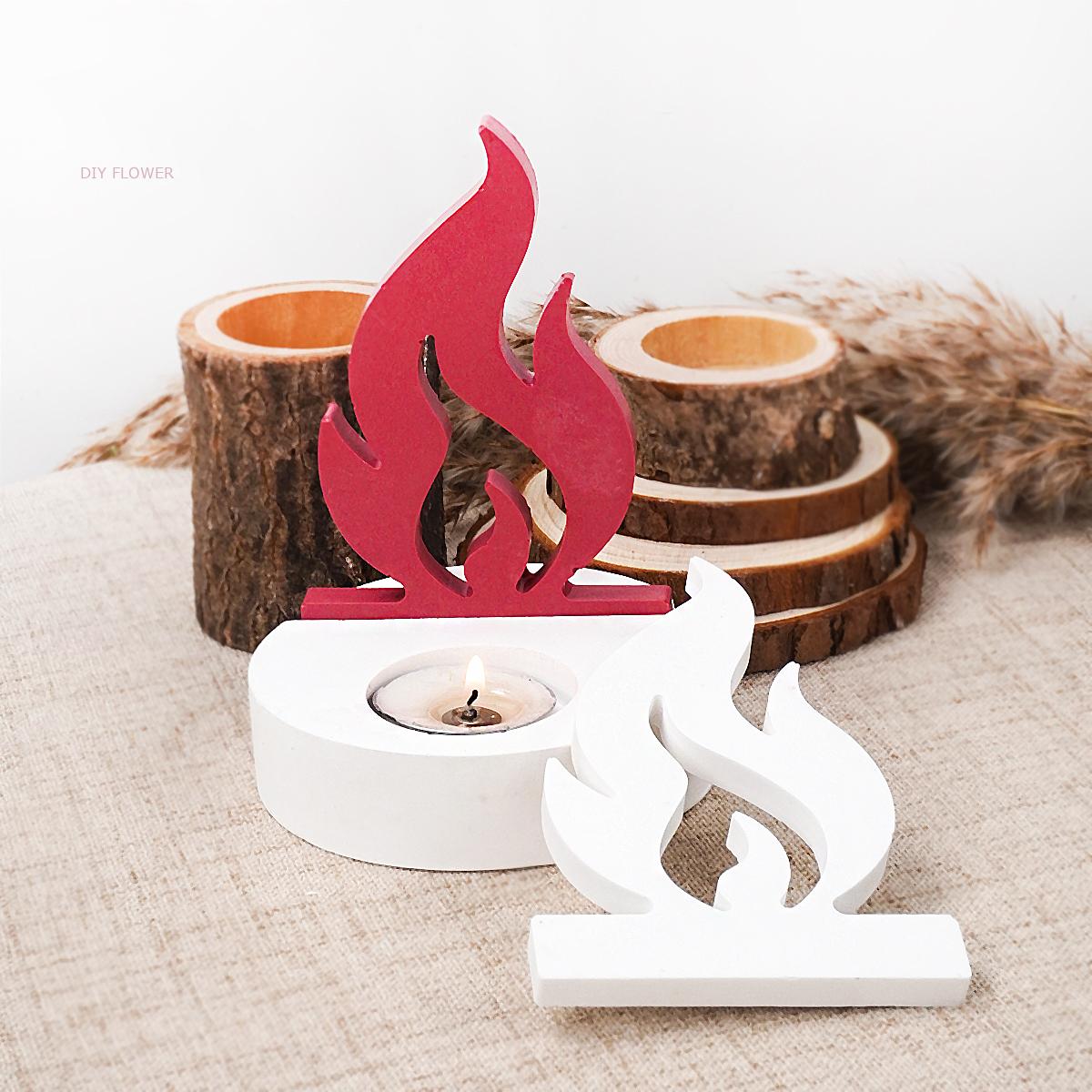 Portavelas de llama, molde de silicona 3D estilo Agni, candelabro de hormigón de yeso, soporte de lámpara hecho a mano, molde para decoración del hogar