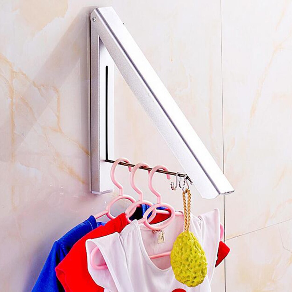 Clothes Hanger Rod Wall Mount Space Saver Clothing Organizer Laundry Room
